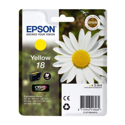 Epson Daisy 18 Claria Home Ink, Ink Cartridge, Yellow Single Pack, C13T18044010 Epson Daisy 18 Claria Home Ink, Ink Cartridge, Yellow Single Pack, C13T18044010